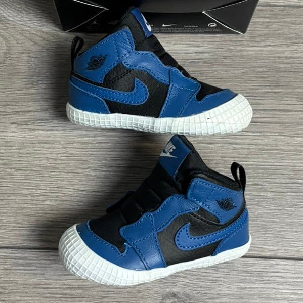 Infants Nike Jordan 1 Crib Bootie Black/Marina Blue
