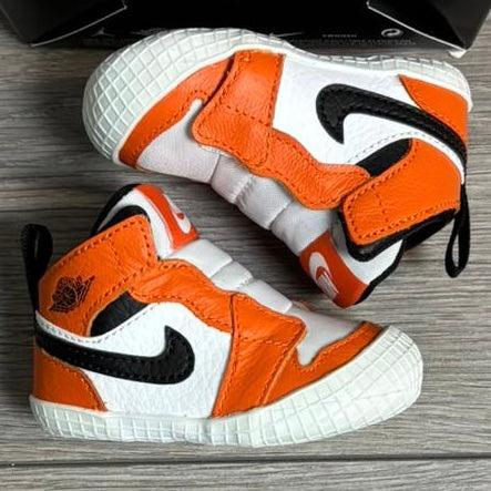Infants Nike Jordan 1 Crib Bootie White/Orange/Black