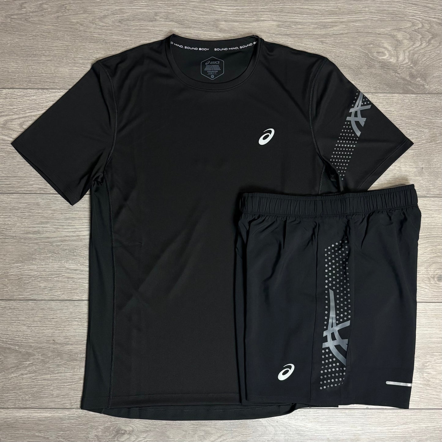 Asics Icon T-Shirt / Short Set Performance Black/Carrier Grey