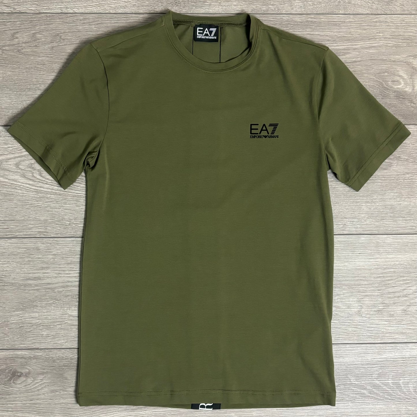 EA7 Emporio Armani Khaki Back Stripe Logo T-Shirt