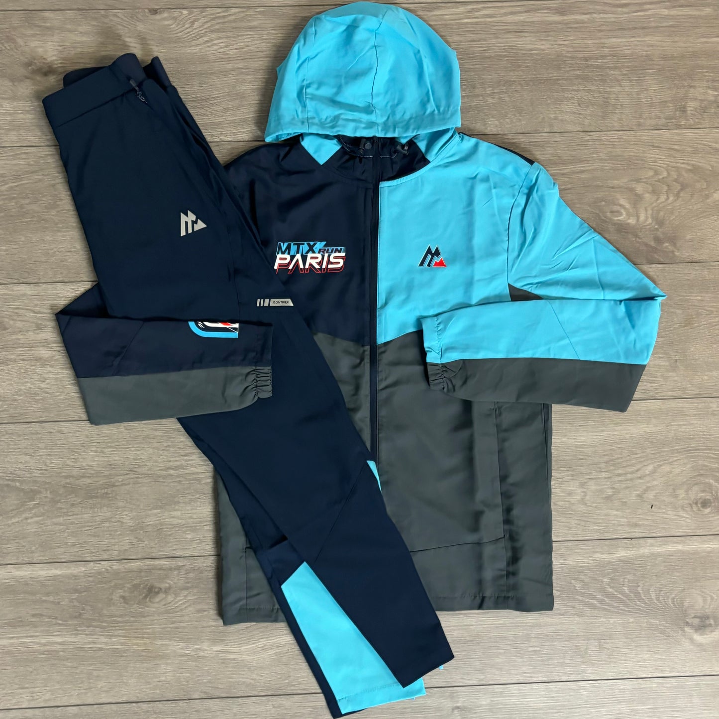 Montirex Run City Paris Jacket / Vector Woven Pant Tracksuit Navy/Midnight Blue/Grey