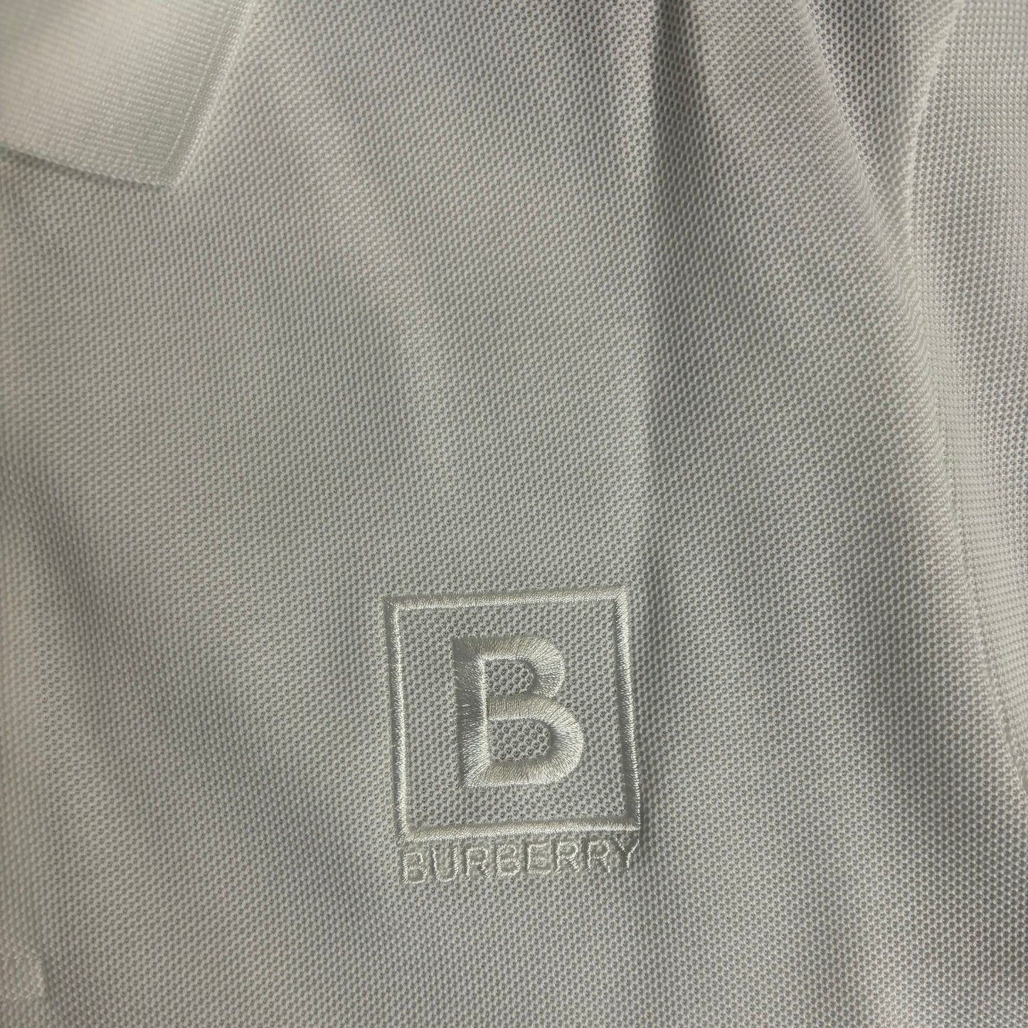 Burberry White Square B Polo Shirt