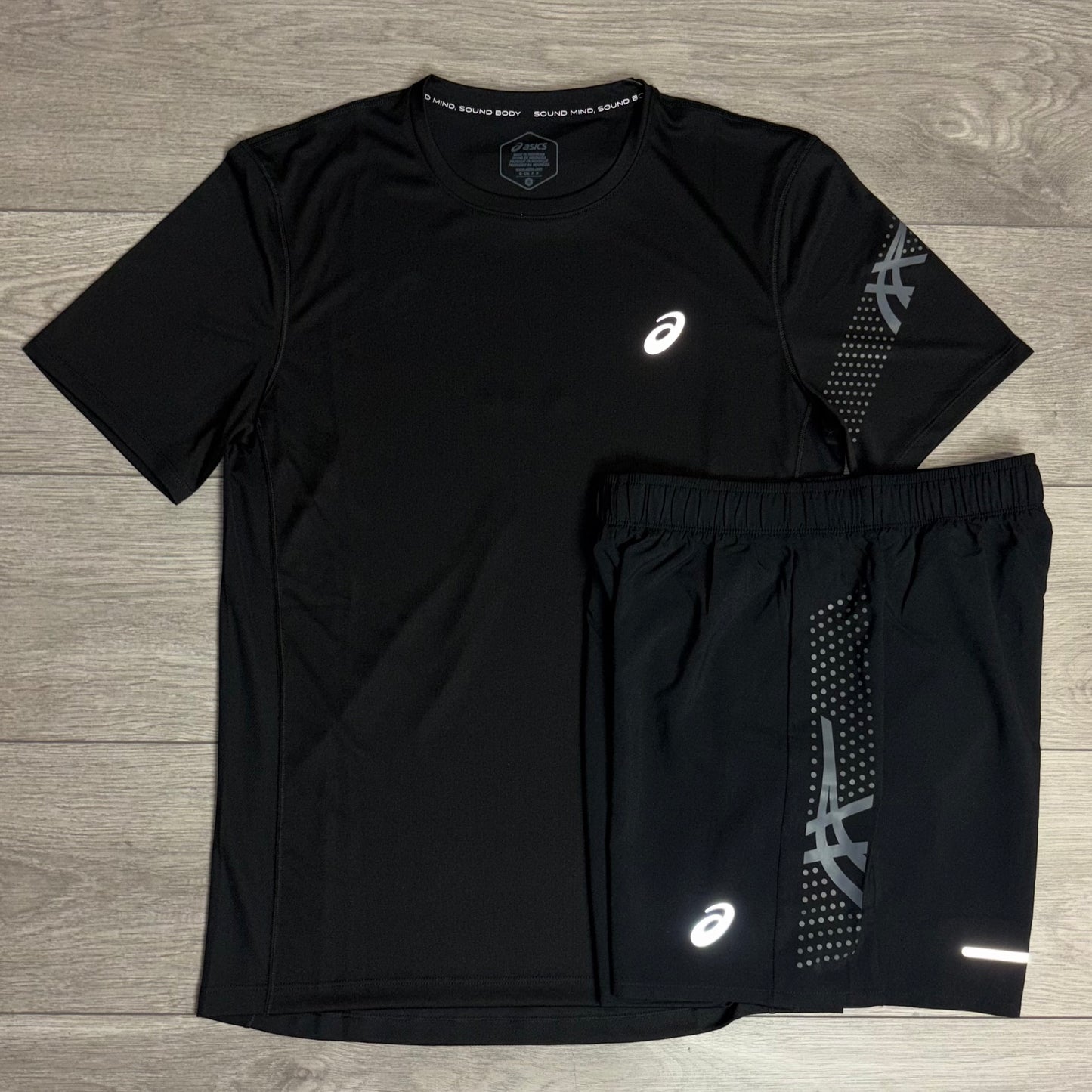 Asics Icon T-Shirt / Short Set Performance Black/Carrier Grey