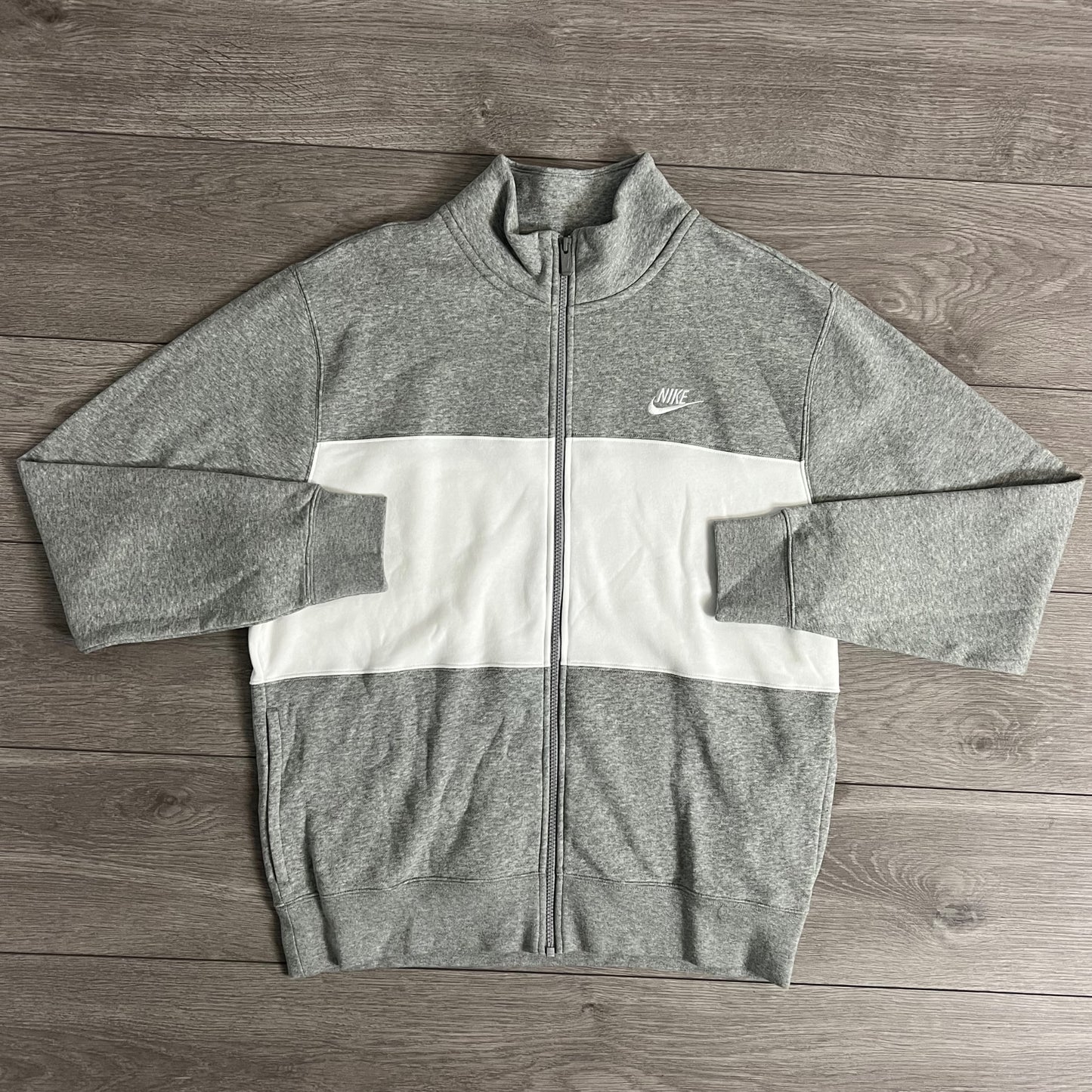 Nike Club Grey/White Fleece Zipped Sweatshirt
