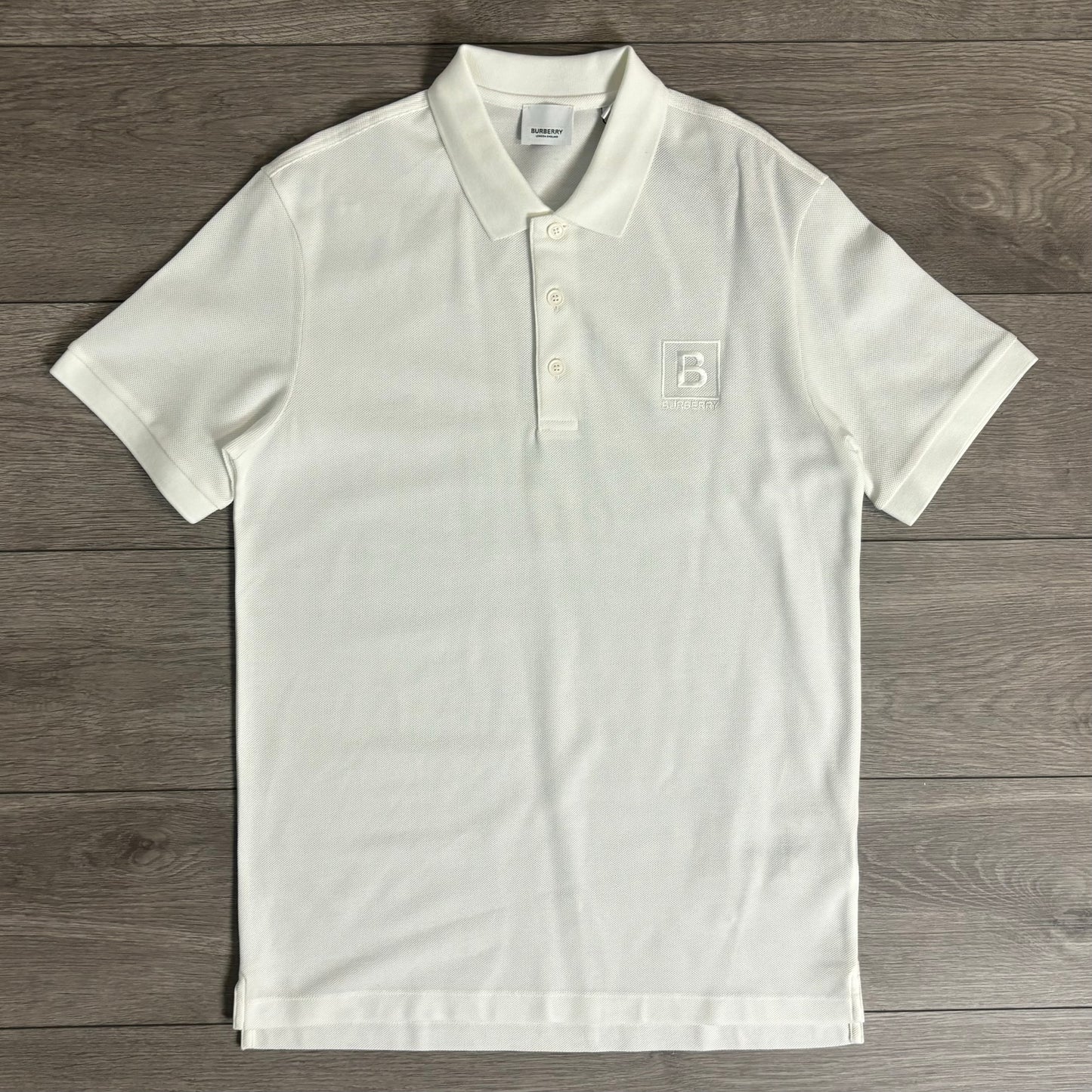 Burberry White Square B Polo Shirt
