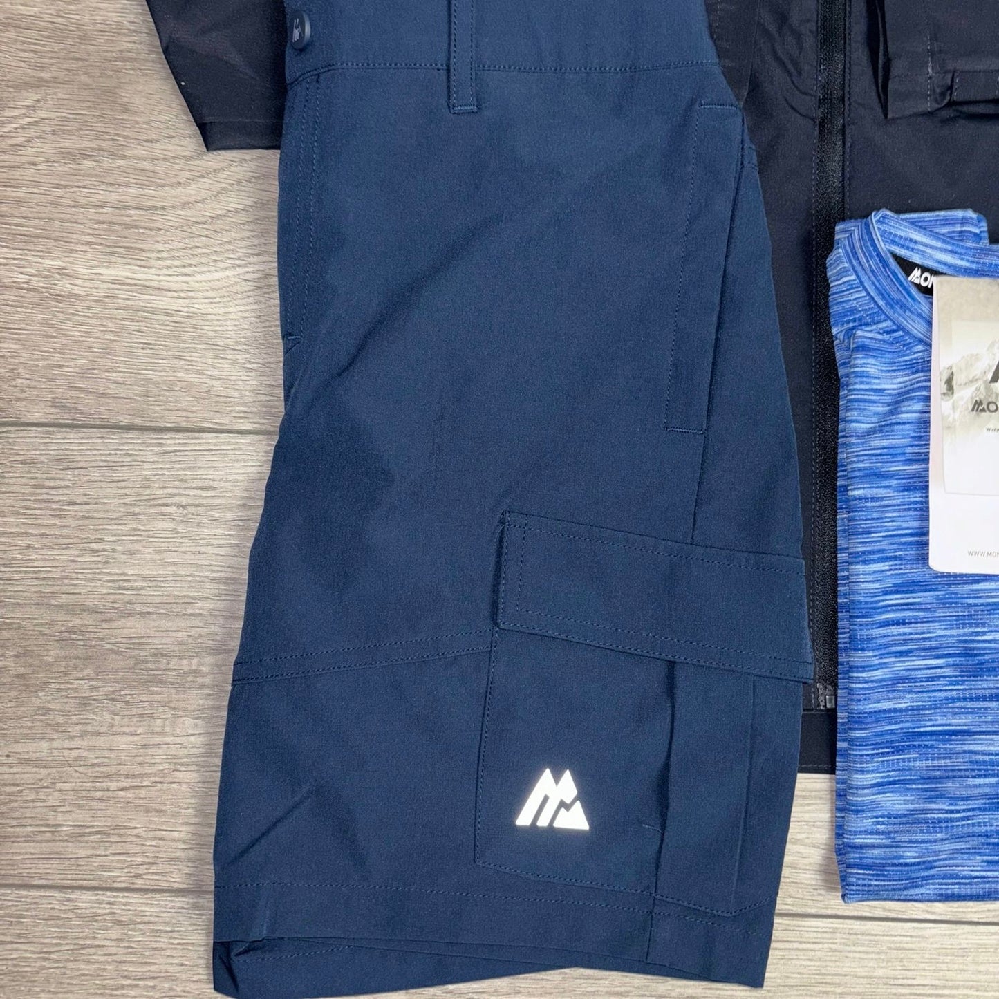 Junior Montirex Navy Cargo Shorts / Windbreaker & Blue T-Shirt 3 Piece Set