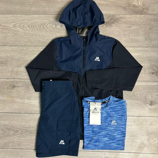 Junior Montirex Navy Cargo Shorts / Windbreaker & Blue T-Shirt 3 Piece Set