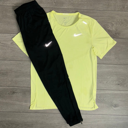 Nike Dri-Fit 365 Rise T Shirt Neon / Dri-Fit Black Challenger Pants