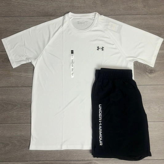 Under Armour Tech 2.0 White T-Shirt With Woven Graphic Shorts