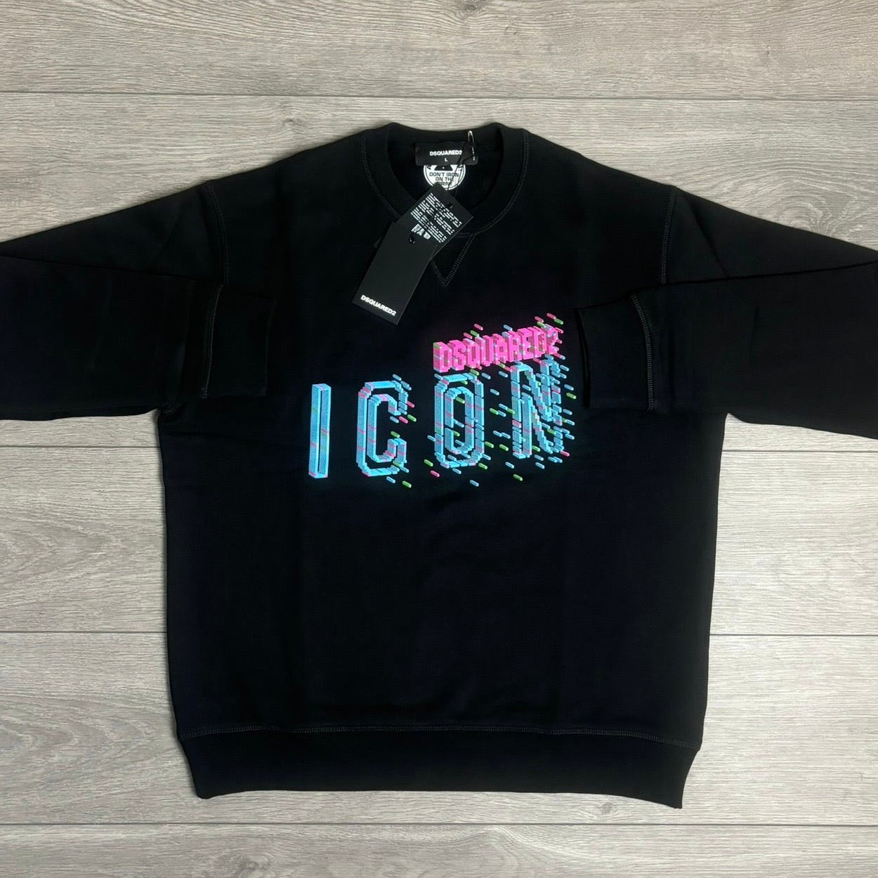 DSQUARED2 ICON Black 3D Blue/Pink Logo Sweatshirt