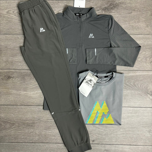 Juniors Montirex Grey Pace 1/4 Zip / Track Pants / Vector T-Shirt Set