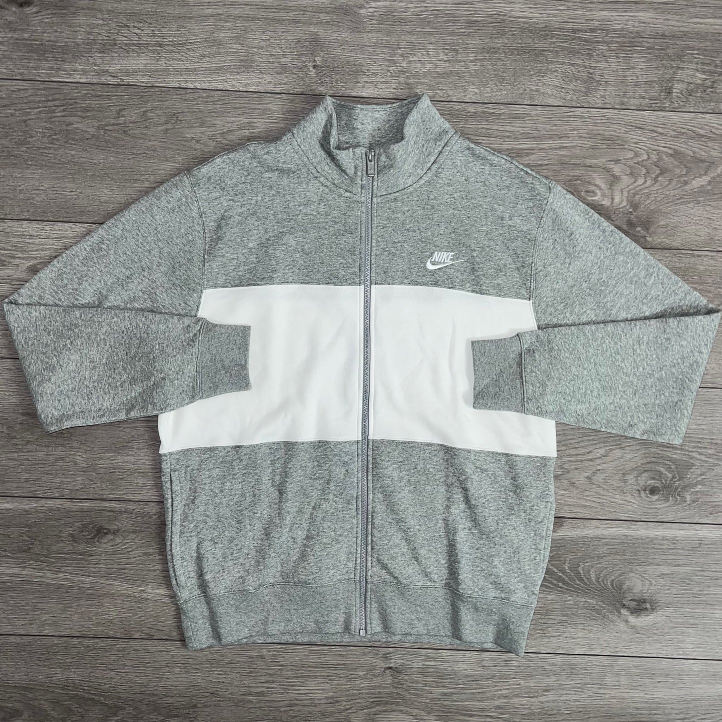 Nike Club Grey/White Fleece Zipped Sweatshirt