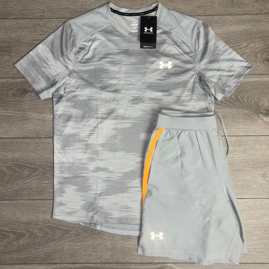 Under Armour Coolswitch Grey T-Shirt With Grey/Orange Woven Shorts