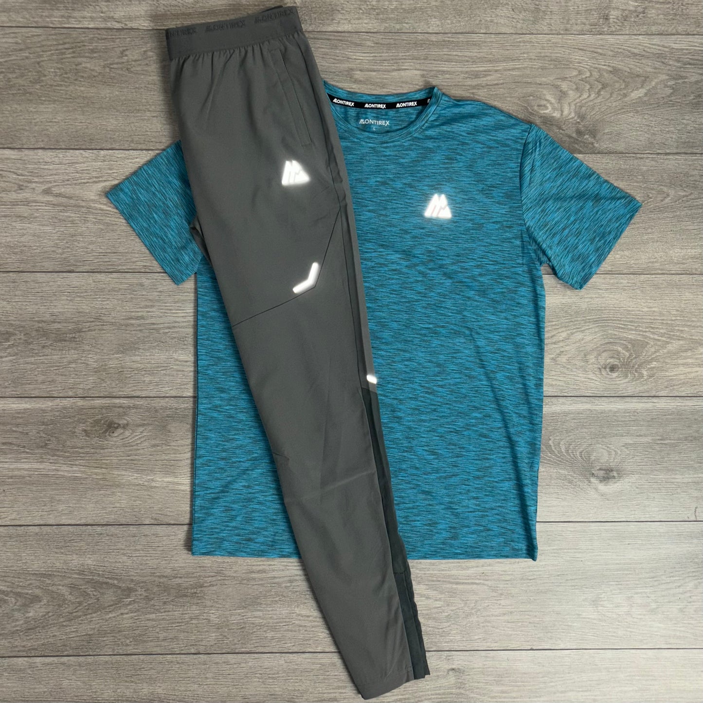 Montirex Trail 2.0 T-Shirt Blue / Cement Grey Curve Pants Set