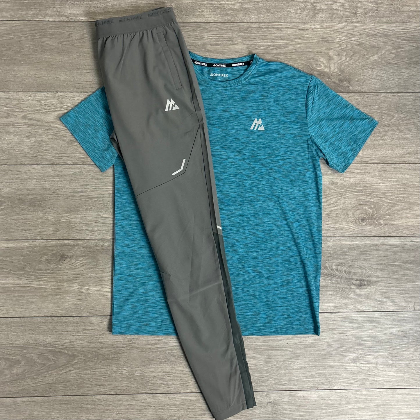 Montirex Trail 2.0 T-Shirt Blue / Cement Grey Curve Pants Set