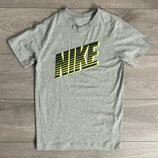 Kids Nike Grey/Neon Logo T-Shirt