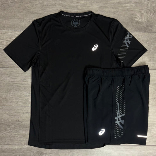 Asics Icon T-Shirt / Short Set Performance Black/Carrier Grey