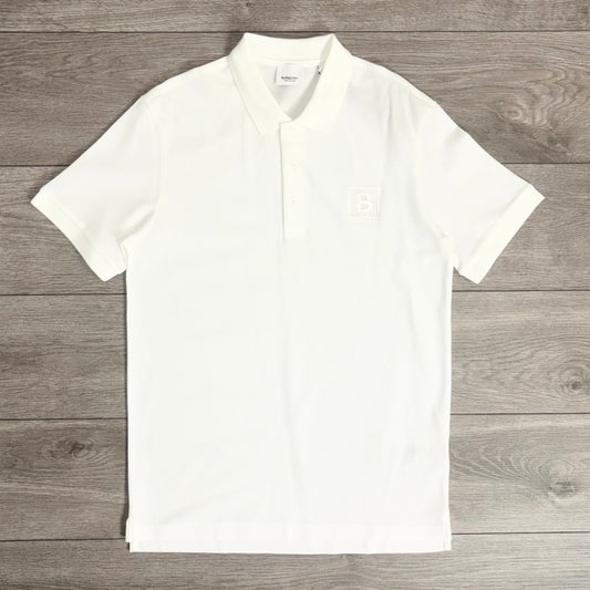 Burberry White Square B Polo Shirt