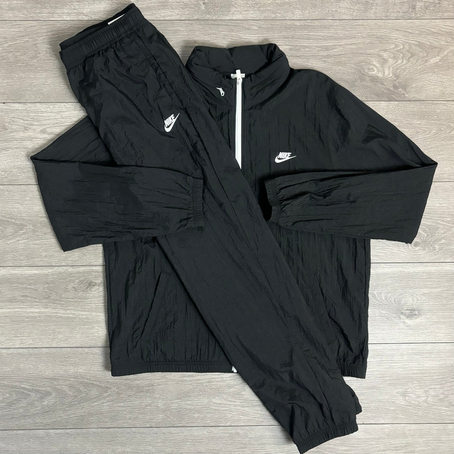 Nike Club Crinkle Black/White Zip Tracksuit