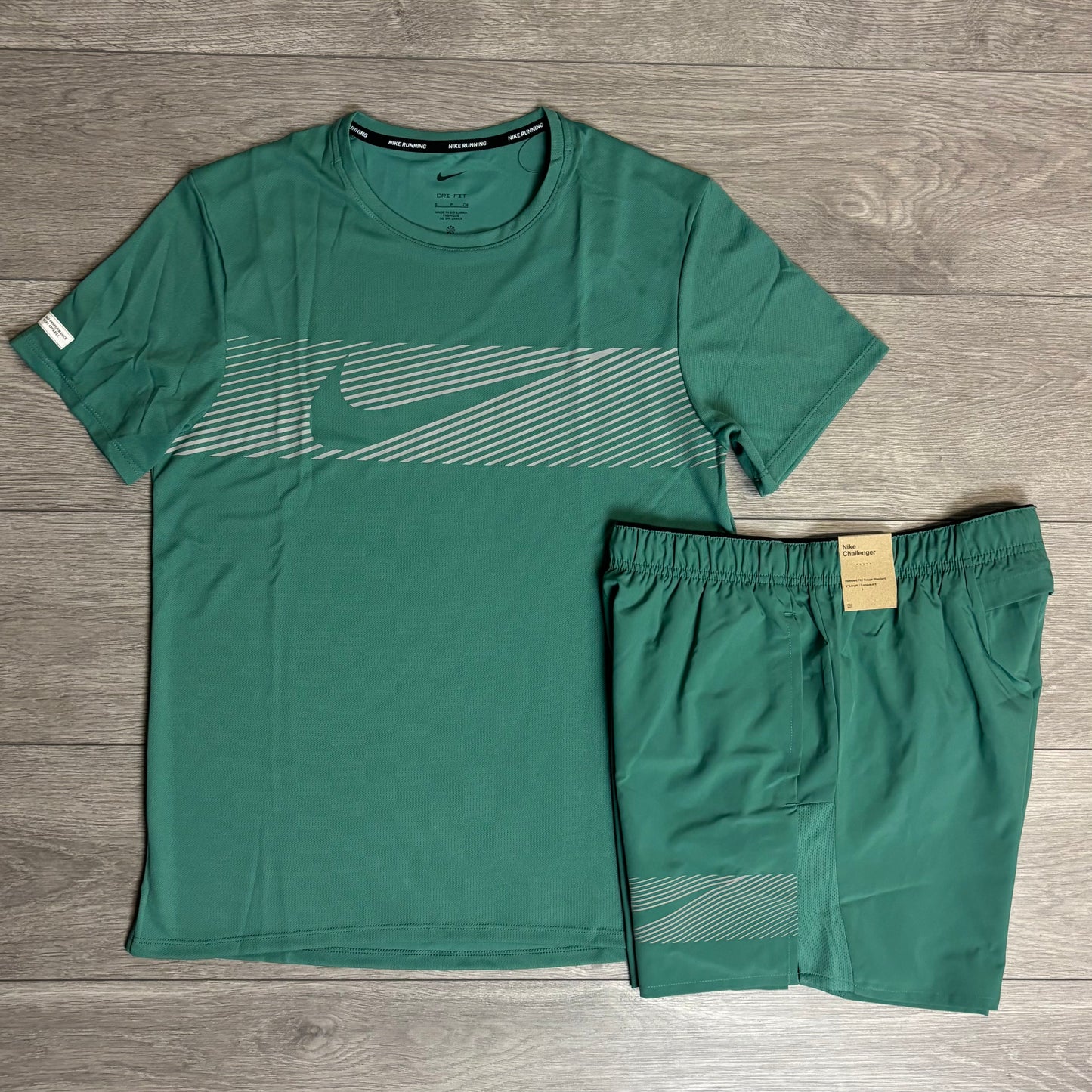 Nike Flash Miler Cyan Green T-Shirt / Challenger Short Set