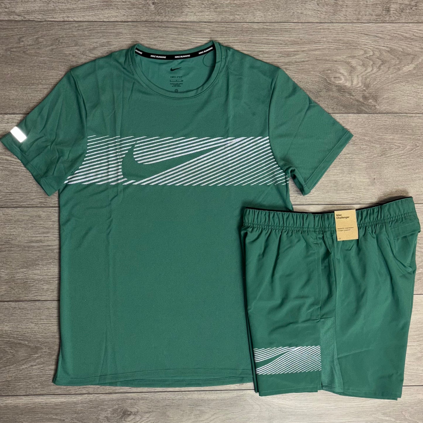 Nike Flash Miler Cyan Green T-Shirt / Challenger Short Set