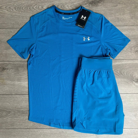 Under Armour Coolswitch Blue T-Shirt With Blue Launch Shorts